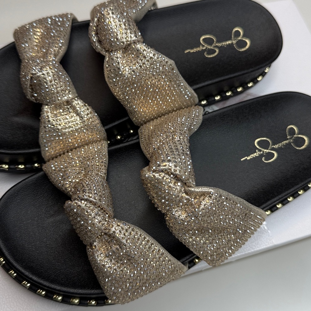Jessica Simpson Women's Caralyna Knotted Footbed Sandals- Champagne- Size 6 - Picture 9 of 11
